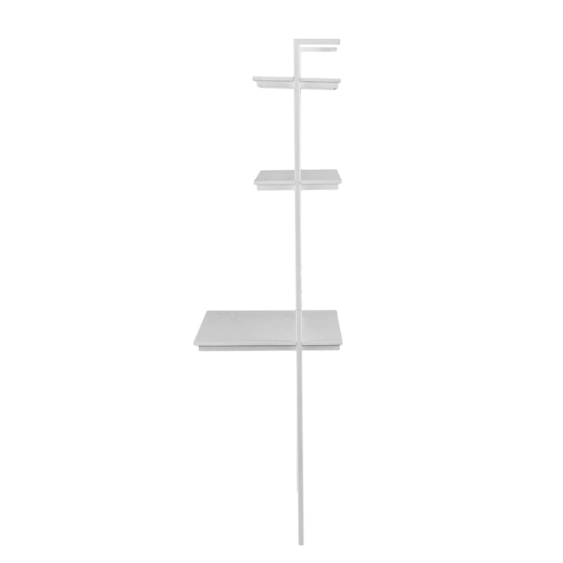 Wall Mount Floating Desk with Open Shelves – White, Space-Saving Home Office