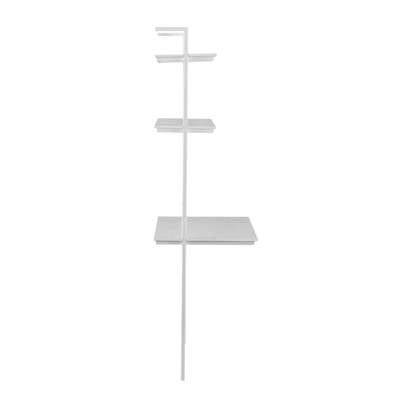 Wall Mount Floating Desk with Open Shelves – White, Space-Saving Home Office