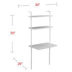 Wall Mount Floating Desk with Open Shelves – White, Space-Saving Home Office