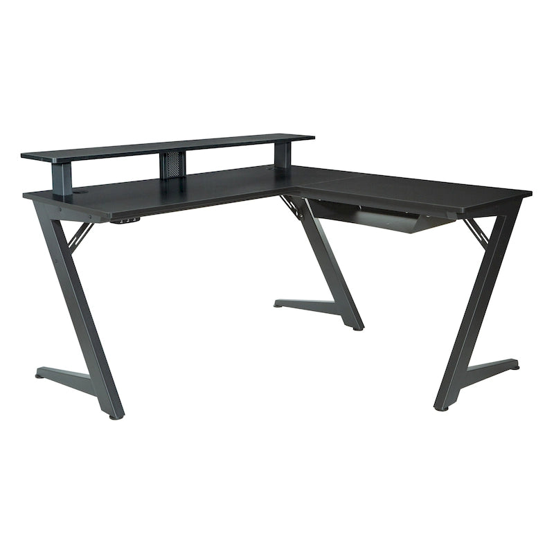 L-Shaped Gaming Desk with RGB LED Lights, USB Hub & Cable Management