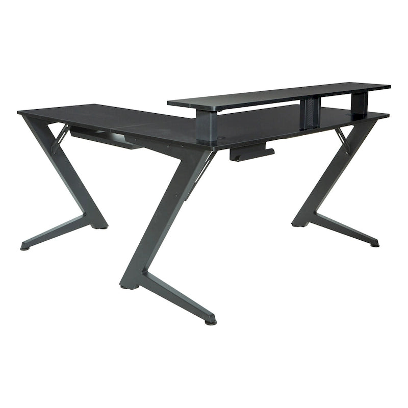 L-Shaped Gaming Desk with RGB LED Lights, USB Hub & Cable Management