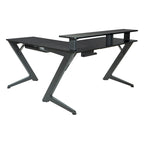 L-Shaped Gaming Desk with RGB LED Lights, USB Hub & Cable Management