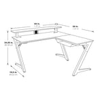 L-Shaped Gaming Desk with RGB LED Lights, USB Hub & Cable Management