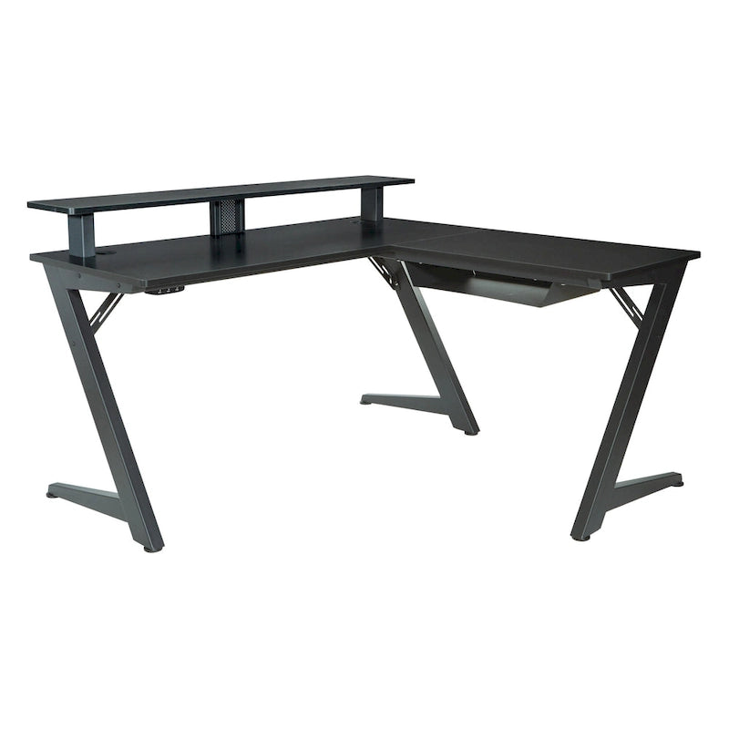 L-Shaped Gaming Desk with RGB LED Lights, USB Hub & Cable Management