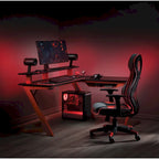 L-Shaped Gaming Desk with RGB LED Lights, USB Hub & Cable Management