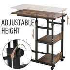 Industrial C-Shaped Mobile Rolling Side Table – 3-Tier Storage, Adjustable Height