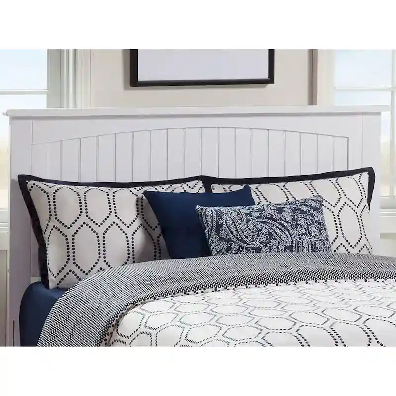 Queen Platform Bed – Grooved Panel Headboard, Matching Footboard, White, No Box Spring