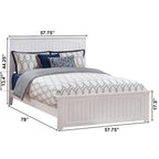 Queen Platform Bed – Grooved Panel Headboard, Matching Footboard, White, No Box Spring