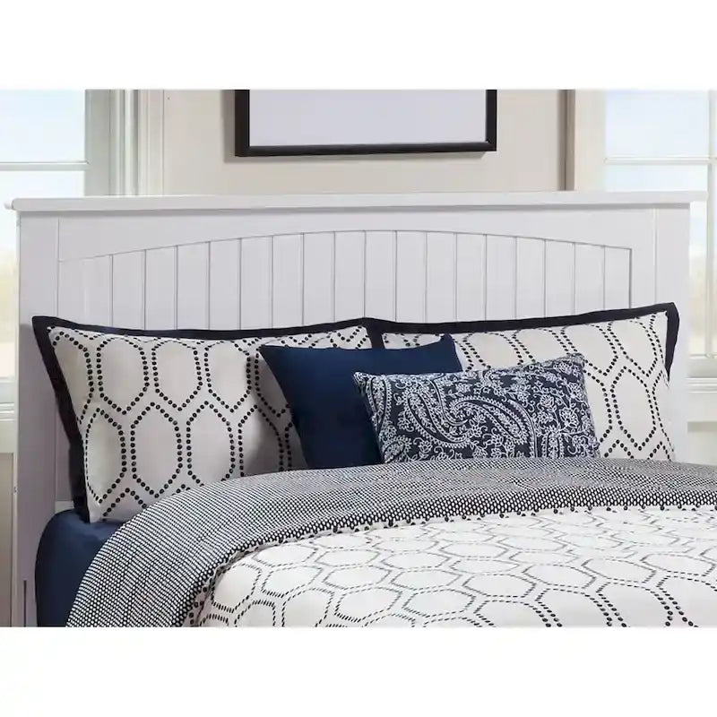 Queen Platform Bed – Grooved Panel Headboard, Matching Footboard, White, No Box Spring