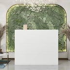L-Shape Wood Reception Desk with Locking Drawer & Storage Shelves