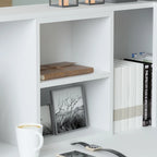 L-Shape Wood Reception Desk with Locking Drawer & Storage Shelves