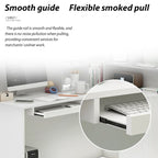 L-Shape Wood Reception Desk with Locking Drawer & Storage Shelves