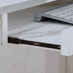 L-Shape Wood Reception Desk with Locking Drawer & Storage Shelves
