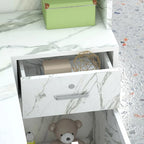 L-Shape Wood Reception Desk with Locking Drawer & Storage Shelves