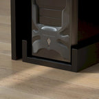 L-Shape Wood Reception Desk with Locking Drawer & Storage Shelves