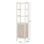 Contemporary Natural Bamboo Bathroom Linen Tower – 3 Shelves & Cabinet