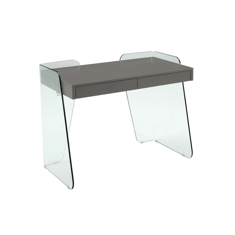 Modern Glass Top Office Desk – 2 Soft-Close Drawers, Commercial-Grade, Easy Assembly