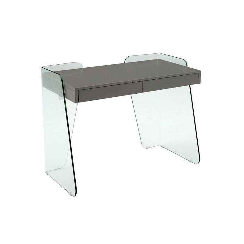 Modern Glass Top Office Desk – 2 Soft-Close Drawers, Commercial-Grade, Easy Assembly