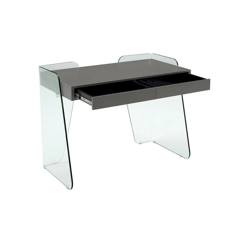 Modern Glass Top Office Desk – 2 Soft-Close Drawers, Commercial-Grade, Easy Assembly