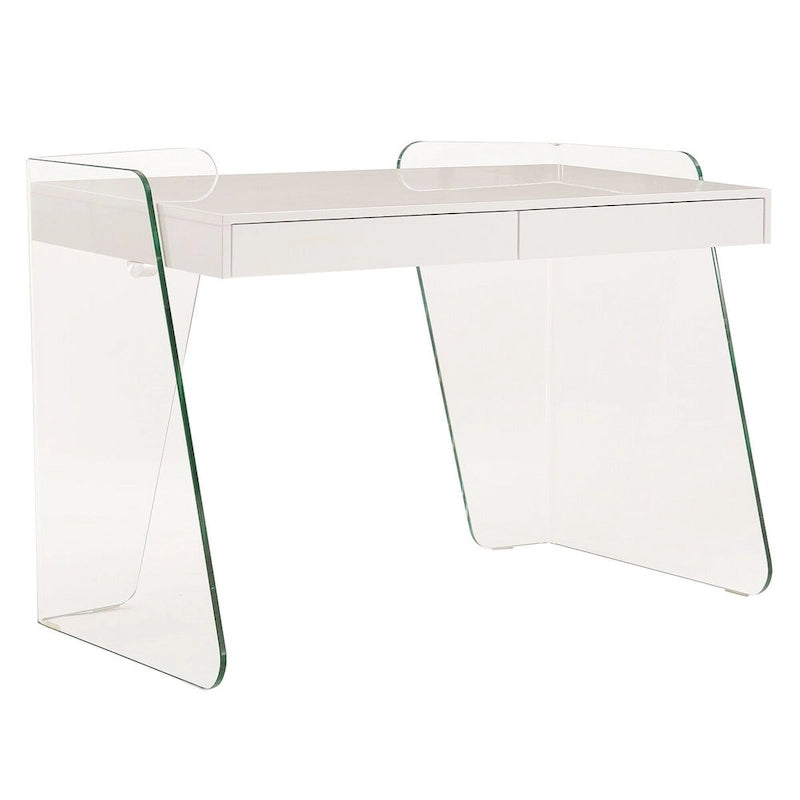 Modern Glass Top Office Desk – 2 Soft-Close Drawers, Commercial-Grade, Easy Assembly