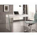 Bureau moderne à plateau en verre – 2 tiroirs à fermeture amortie, qualité commerciale, assemblage facile