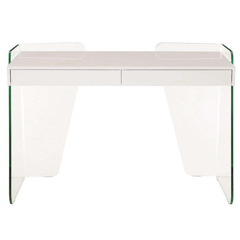 Modern Glass Top Office Desk – 2 Soft-Close Drawers, Commercial-Grade, Easy Assembly
