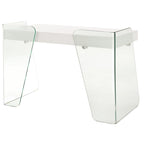 Modern Glass Top Office Desk – 2 Soft-Close Drawers, Commercial-Grade, Easy Assembly