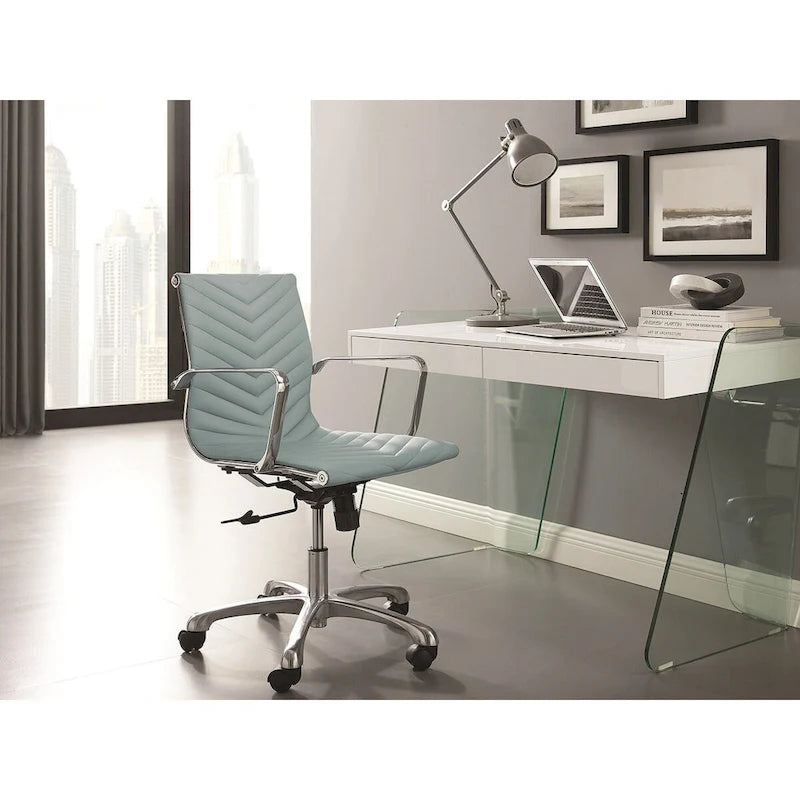 Modern Glass Top Office Desk – 2 Soft-Close Drawers, Commercial-Grade, Easy Assembly