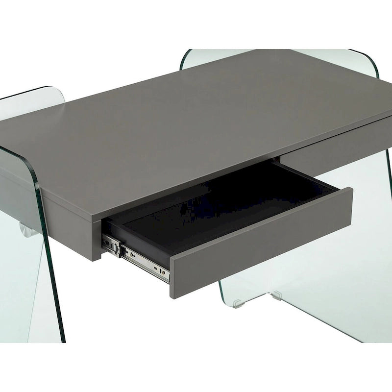 Modern Glass Top Office Desk – 2 Soft-Close Drawers, Commercial-Grade, Easy Assembly