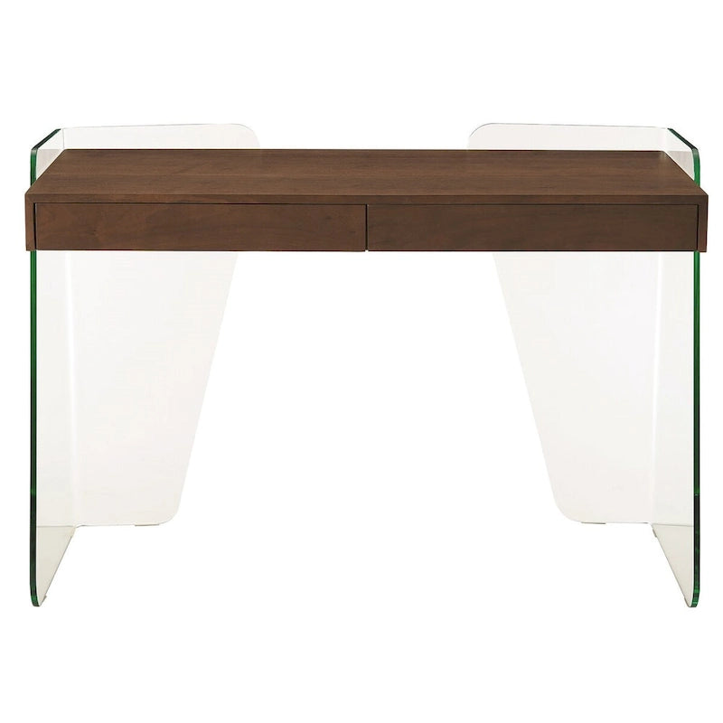 Modern Glass Top Office Desk – 2 Soft-Close Drawers, Commercial-Grade, Easy Assembly