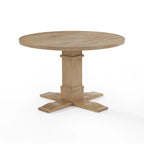 47" Round Farmhouse Dining Table with Pedestal Base – Natural Finish