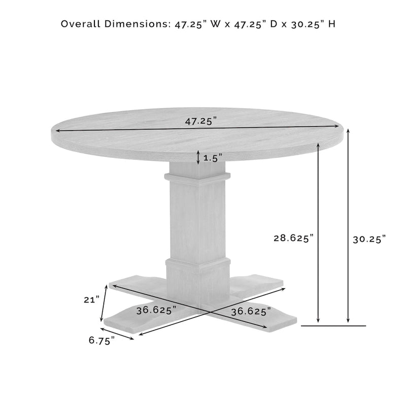 47" Round Farmhouse Dining Table with Pedestal Base – Natural Finish