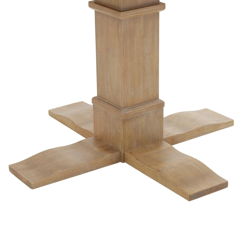 47" Round Farmhouse Dining Table with Pedestal Base – Natural Finish