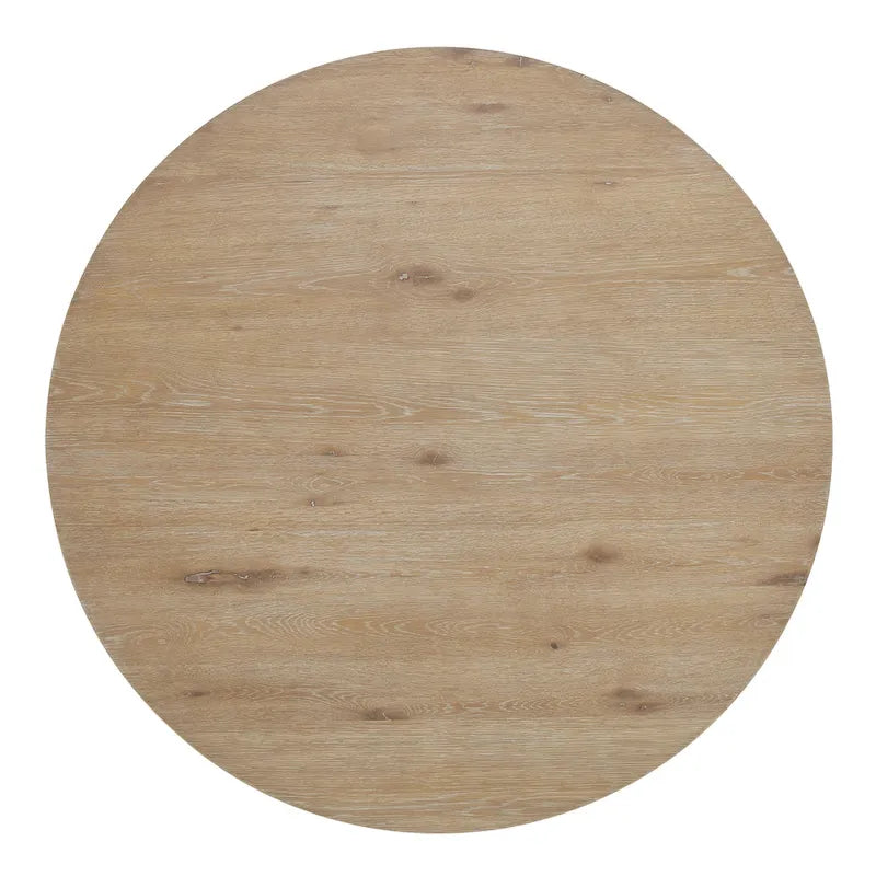 47" Round Farmhouse Dining Table with Pedestal Base – Natural Finish