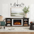 Kenai 72 Electric Slim Fireplace TV Stand in Dark Oak by Real Flame