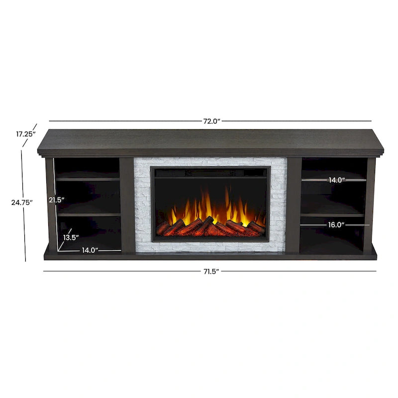 72" Electric Fireplace TV Stand – Dark Oak, 6 Flame Colors, Fits TVs up to 70"