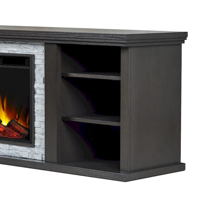 72" Electric Fireplace TV Stand – Dark Oak, 6 Flame Colors, Fits TVs up to 70"
