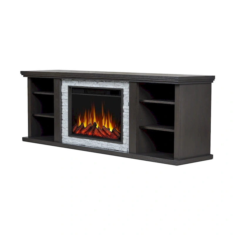 72" Electric Fireplace TV Stand – Dark Oak, 6 Flame Colors, Fits TVs up to 70"
