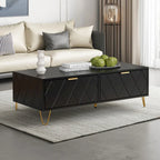 Modern Coffee Table with Double Storage Drawers Wooden TV Cabinet Side Table for Apartment &Living Room