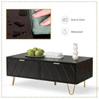 Modern Coffee Table with Double Storage Drawers Wooden TV Cabinet Side Table for Apartment &Living Room