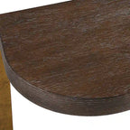 Coffee Oak Veneer Console Table with Antique Gold Metal Columns – 54"W