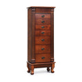 Brown 7 Drawers Wooden Jewelry Storage Cabinet with 1 Top Flip Mirror and 4 Compartments - 15(L) x 9(W) x 38.5(H)