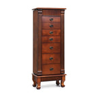 Brown 7 Drawers Wooden Jewelry Storage Cabinet with 1 Top Flip Mirror and 4 Compartments - 15(L) x 9(W) x 38.5(H)