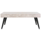 Mid-Century Modern Rectangular Coffee Table – 43"W, Vintage Black Metal Legs