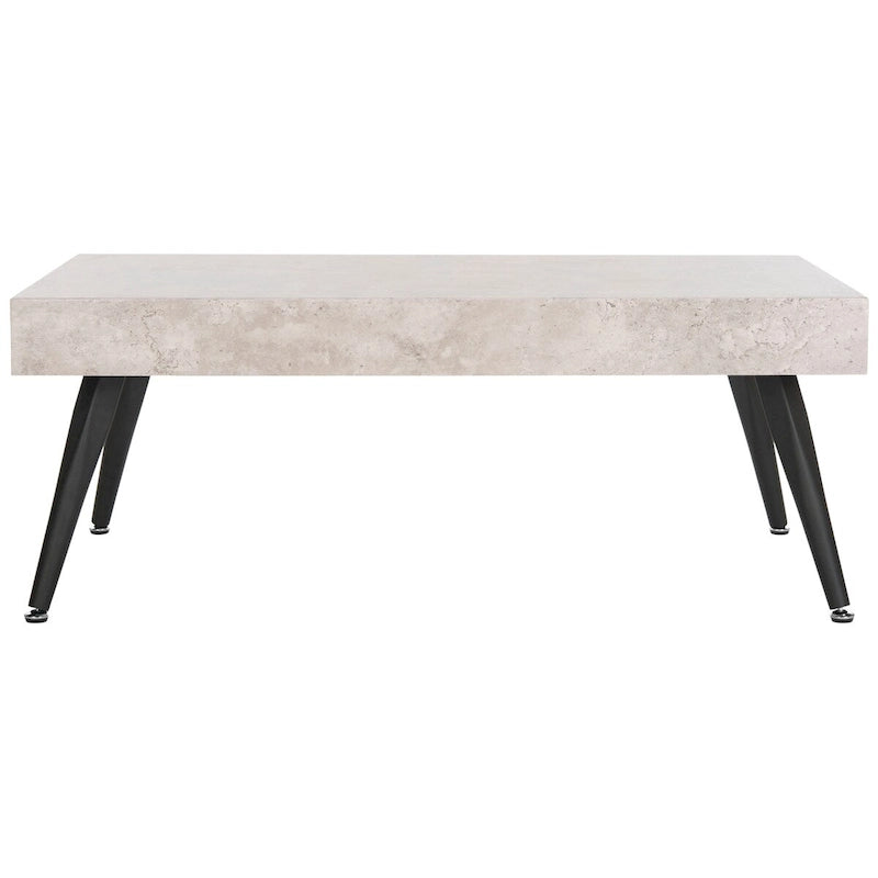 Mid-Century Modern Rectangular Coffee Table – 43"W, Vintage Black Metal Legs