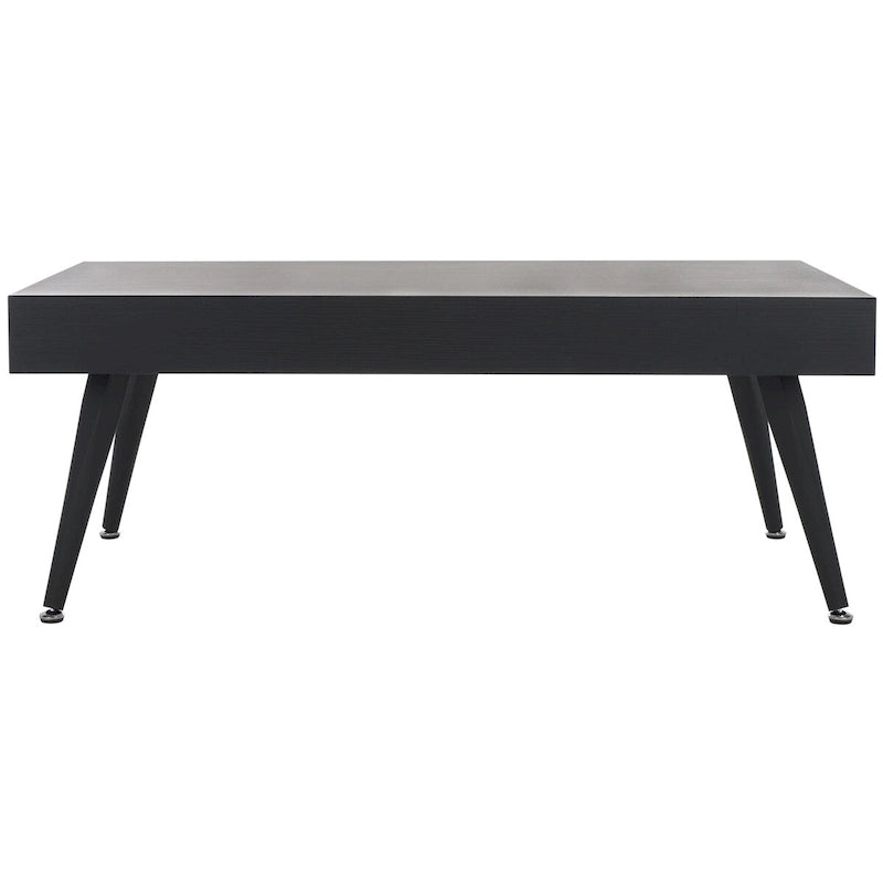Mid-Century Modern Rectangular Coffee Table – 43"W, Vintage Black Metal Legs
