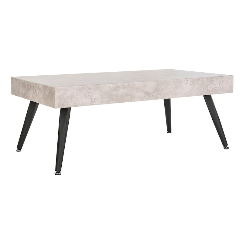 Mid-Century Modern Rectangular Coffee Table – 43"W, Vintage Black Metal Legs