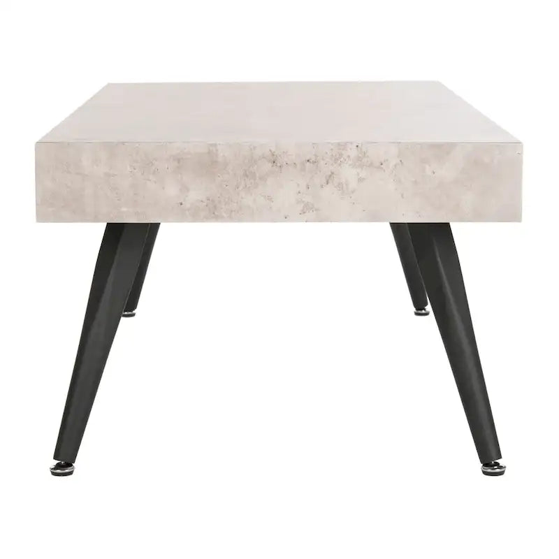 Mid-Century Modern Rectangular Coffee Table – 43"W, Vintage Black Metal Legs