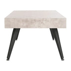 Mid-Century Modern Rectangular Coffee Table – 43"W, Vintage Black Metal Legs