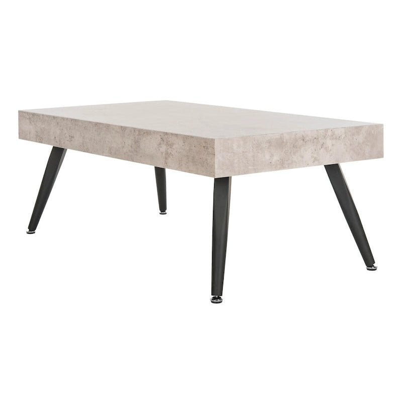 Mid-Century Modern Rectangular Coffee Table – 43"W, Vintage Black Metal Legs